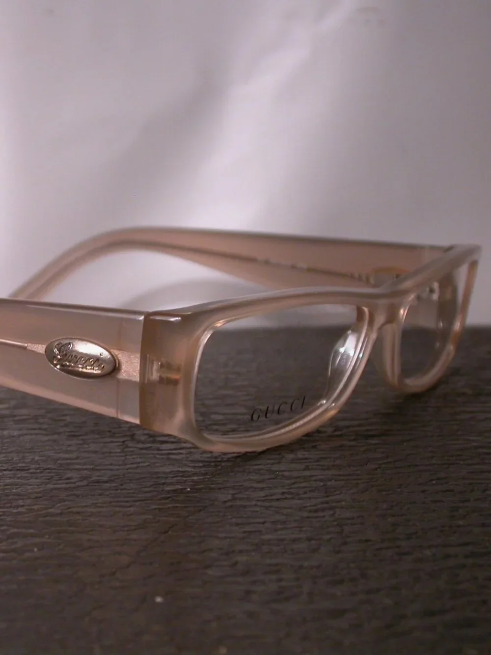 Authentic Gucci Beige Clear Gold Eyeglasses Frames Made in Italy